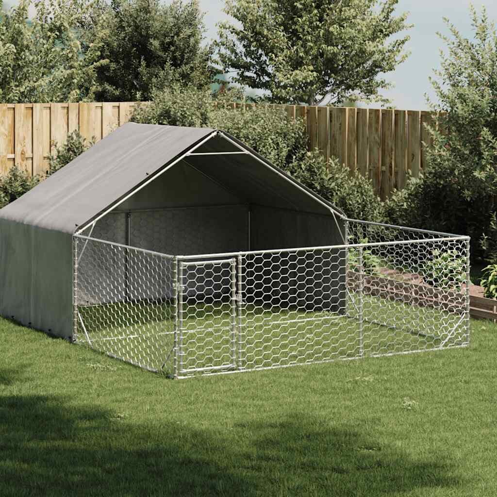 vidaXL Открита кучешка колиба с бягаща пътека 4x3x19 m