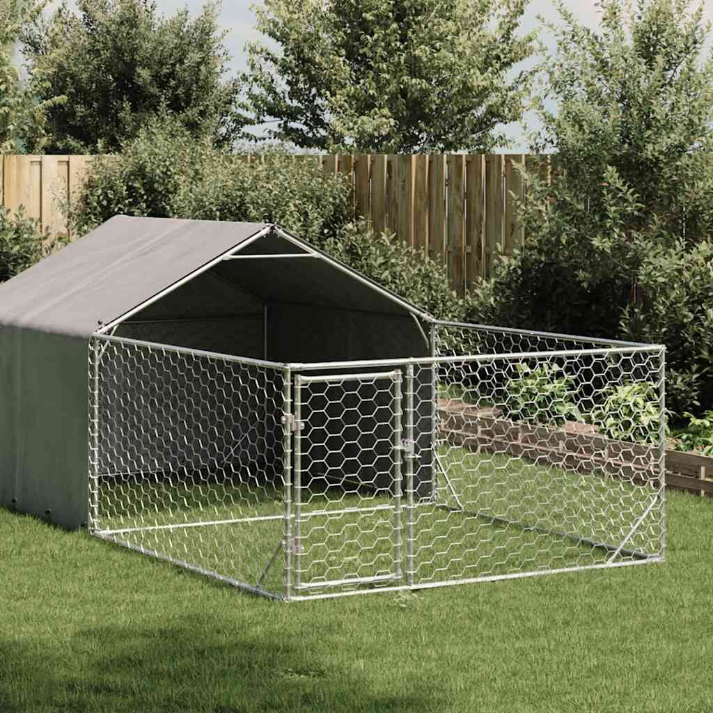 vidaXL Открита кучешка колиба с бягаща пътека 5x2x15 m
