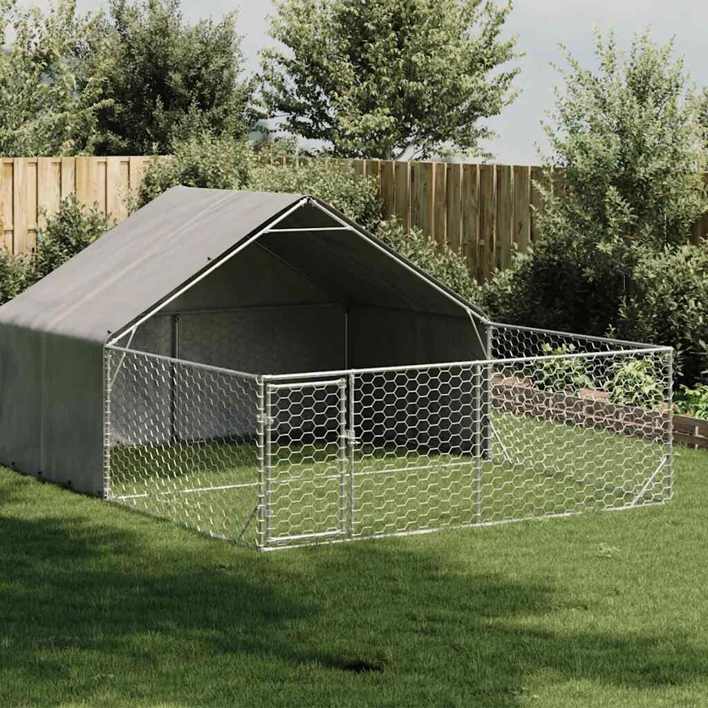 vidaXL Открита кучешка колиба с бягаща пътека 5x3x19 m