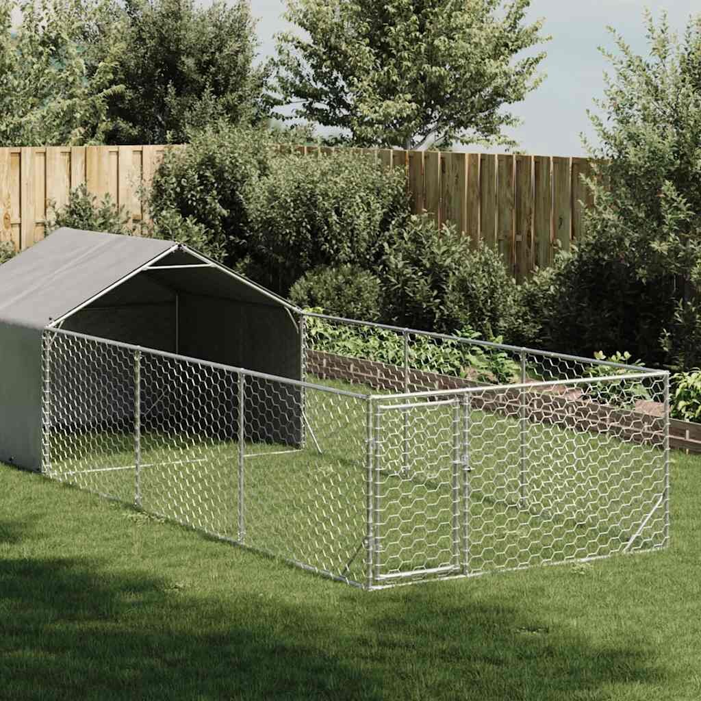 vidaXL Открита кучешка колиба с бягаща пътека 6x2x15 m