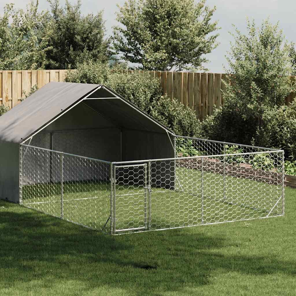 vidaXL Открита кучешка колиба с бягаща пътека 6x3x19 m