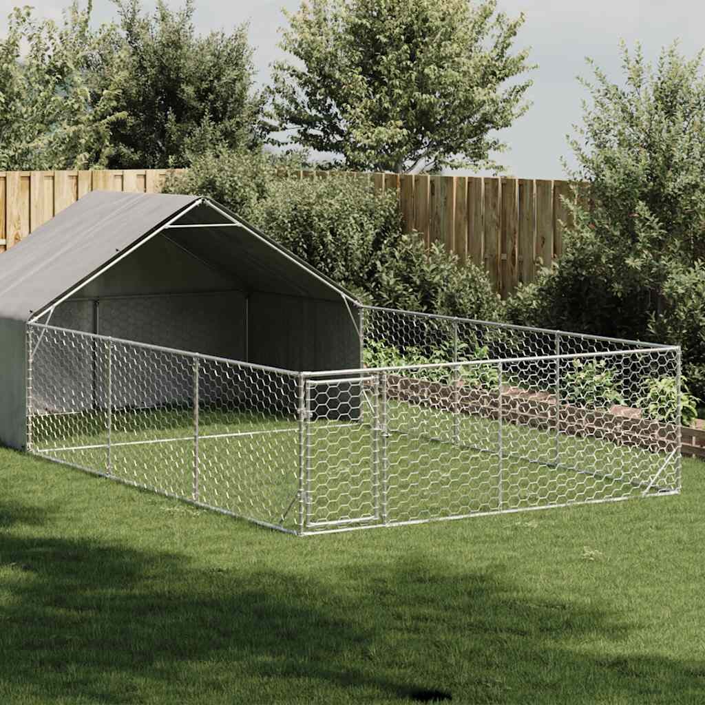 vidaXL Открита кучешка колиба с бягаща пътека 7x3x19 m