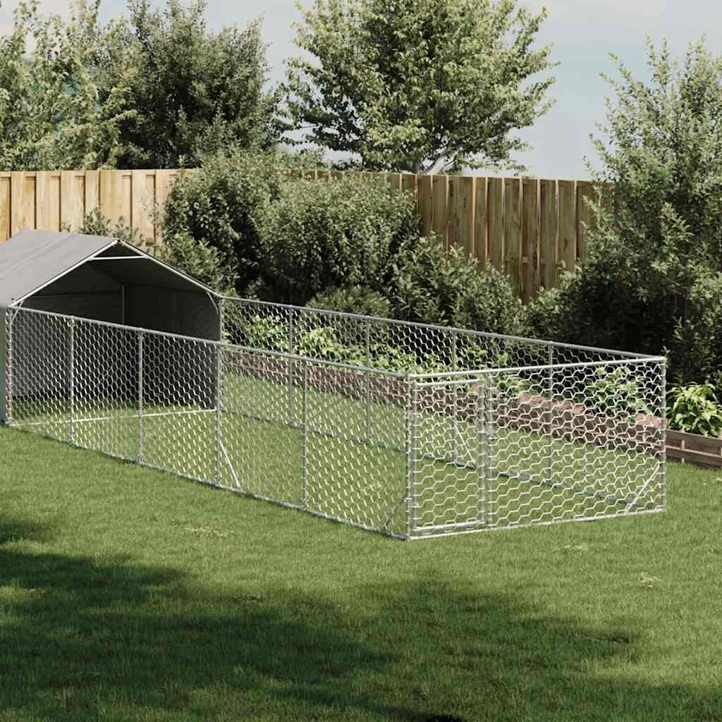vidaXL Открита кучешка колиба с бягаща пътека 8x2x15 m