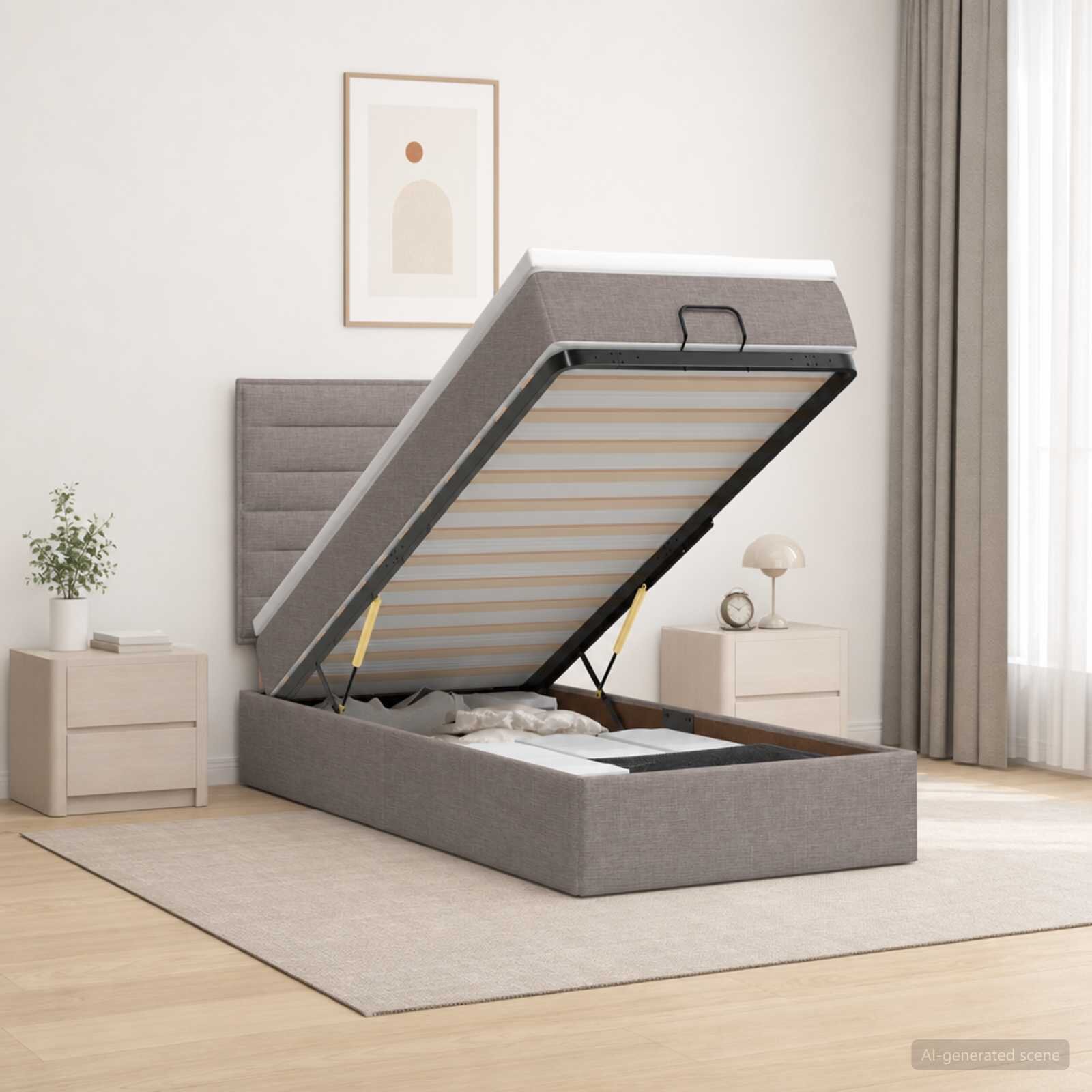 vidaXL Отоман с матрак и LED с LED ленти Таупе 100 x 200 cm Текстил