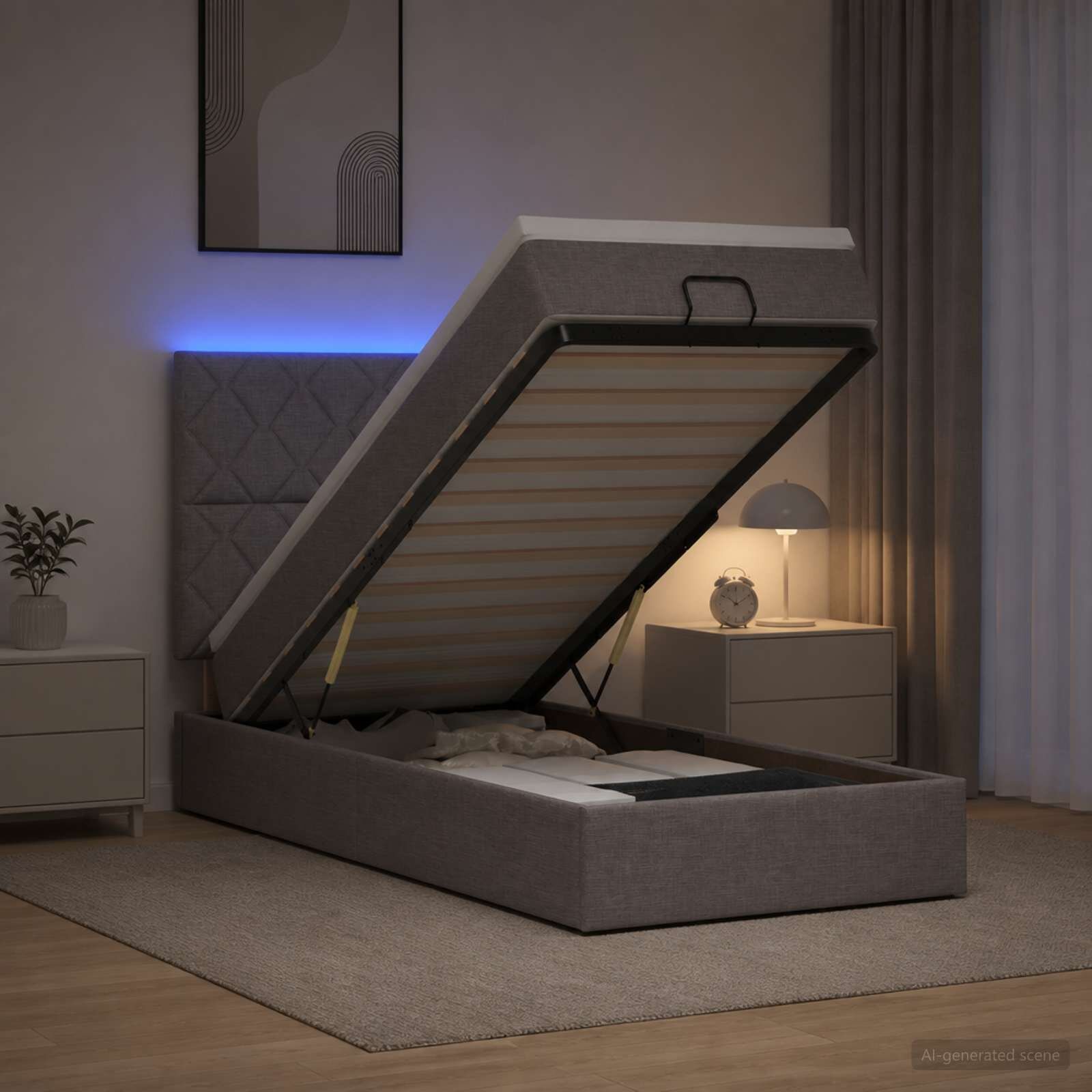 vidaXL Отоман с матрак и LED с LED ленти Таупе 80 x 200 cm Текстил