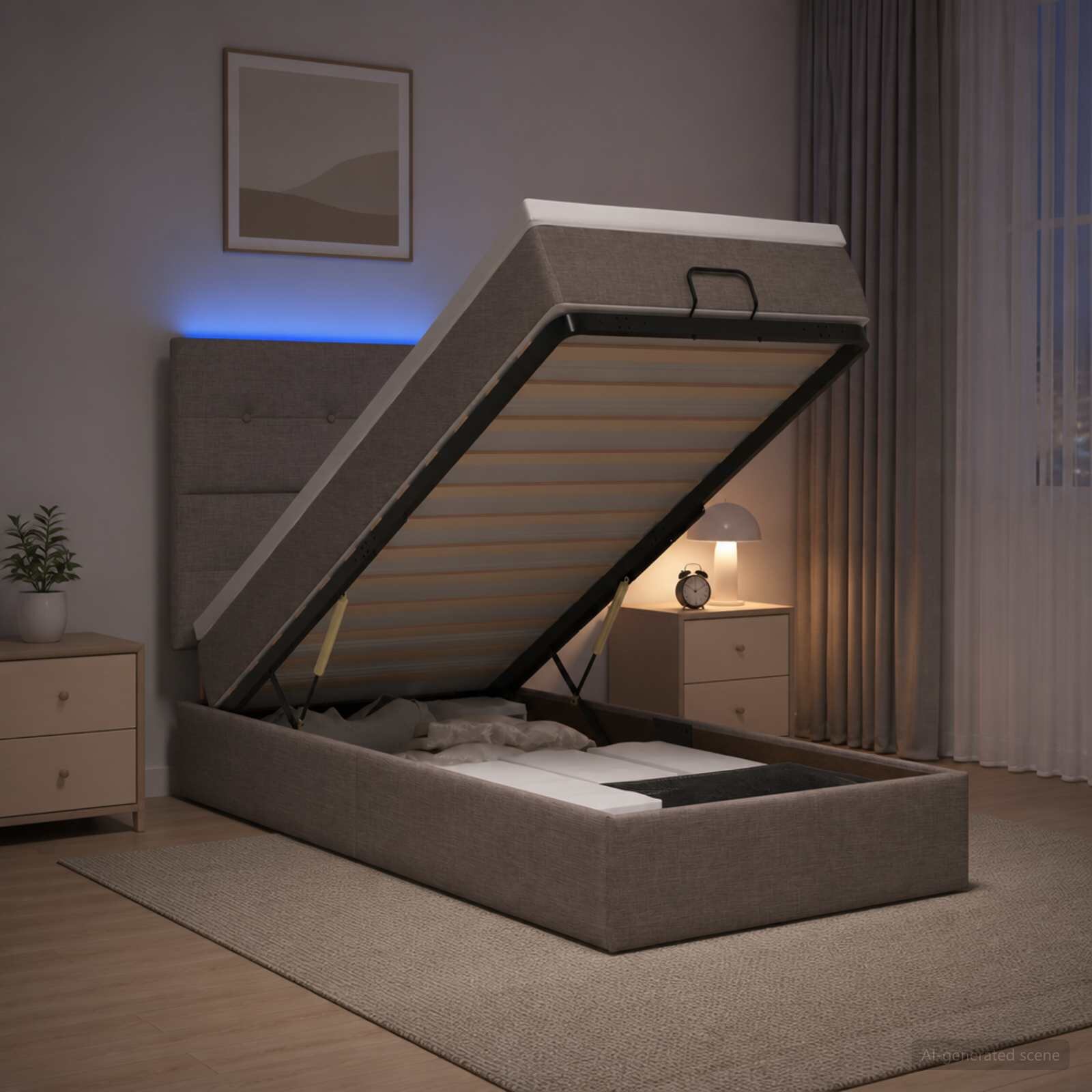 vidaXL Отоман с матрак и LED с LED ленти Таупе 90 x 190 cm Текстил