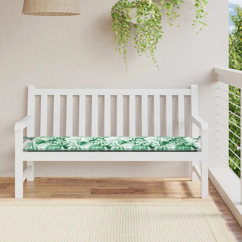 vidaXL Пад за пейка Оксфордска тъкан Мотив с листа 200 x 50 x 3 cm