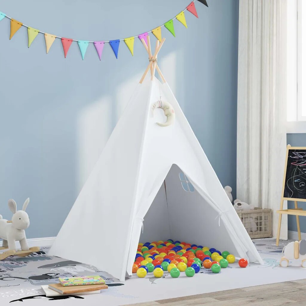 vidaXL Палатка тип ти пи Бяло 120 x 120 x 150 cm Тъкан и пластмаса
