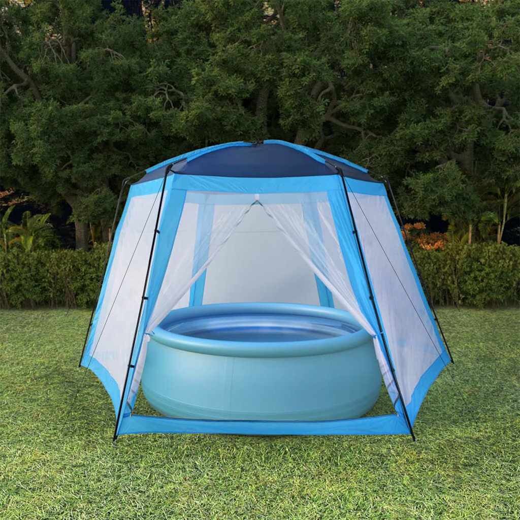 vidaXL Палатка за басейн текстил 500x433x250 см синя