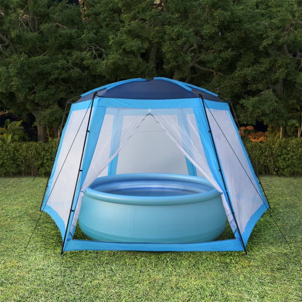 vidaXL Палатка за басейн текстил 590x520x250 см синя