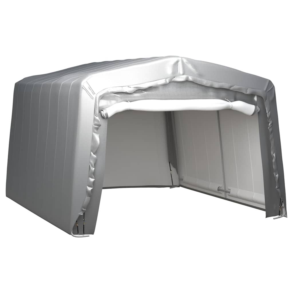 vidaXL Палатка за съхранение 370x370 см стомана сива