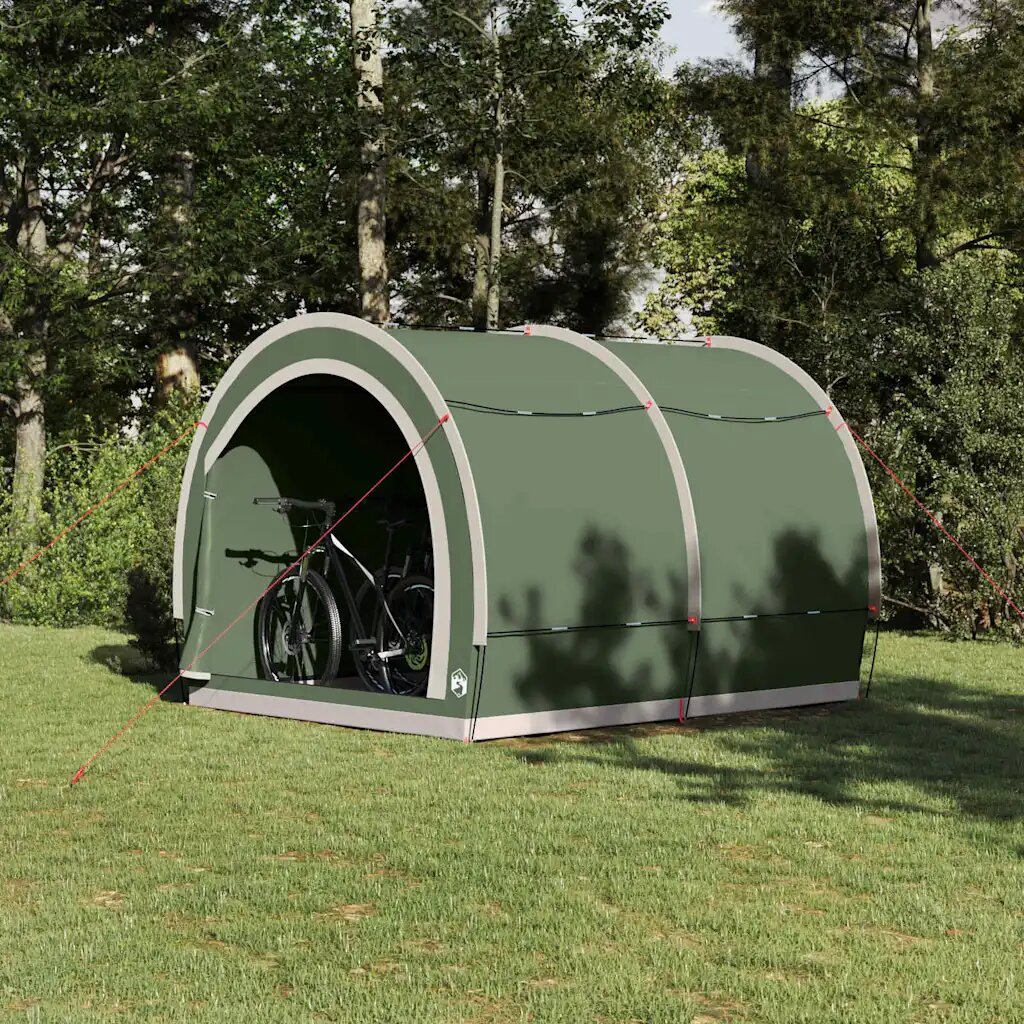 vidaXL Палатка за съхранение на велосипеди Зелено 256 x 222 x 182 см