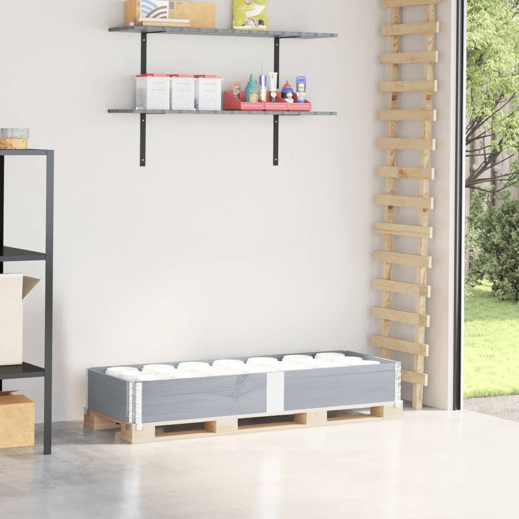 vidaXL Палетна страница сив 150x50 см борова дървесина масив