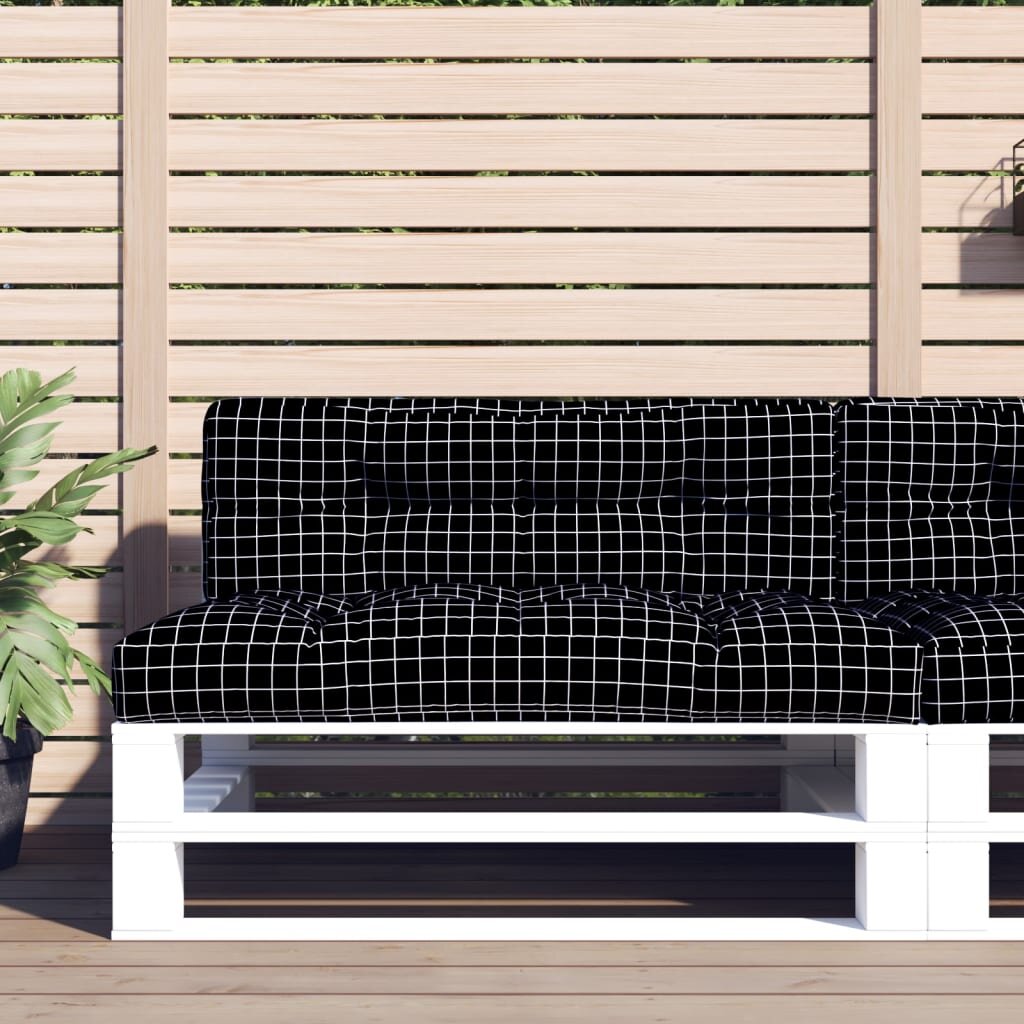 vidaXL Палетна възглавница черно каре 120x40x12 см текстил