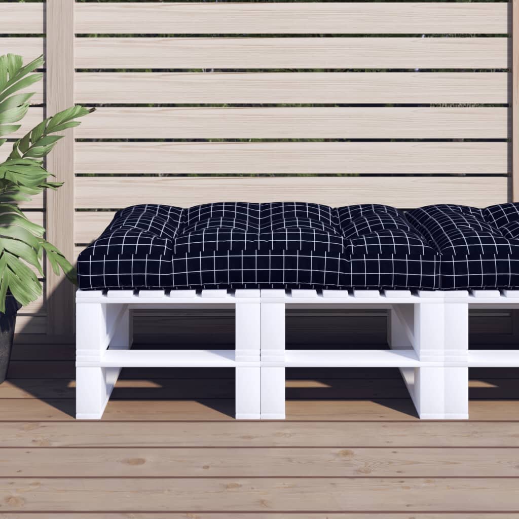 vidaXL Палетна възглавница черно каре 120x80x12 см текстил