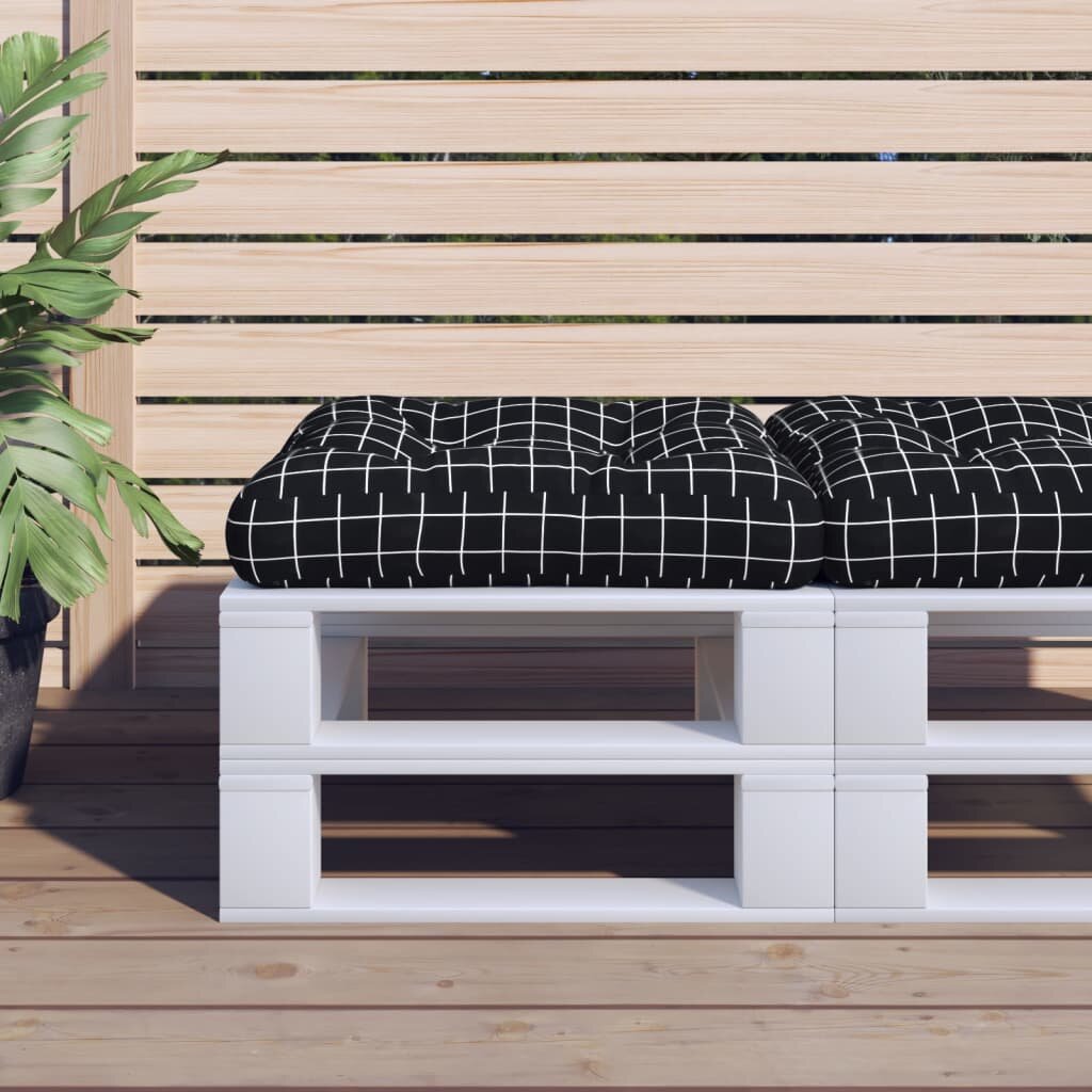 vidaXL Палетна възглавница черно каре 50x50x12 см текстил