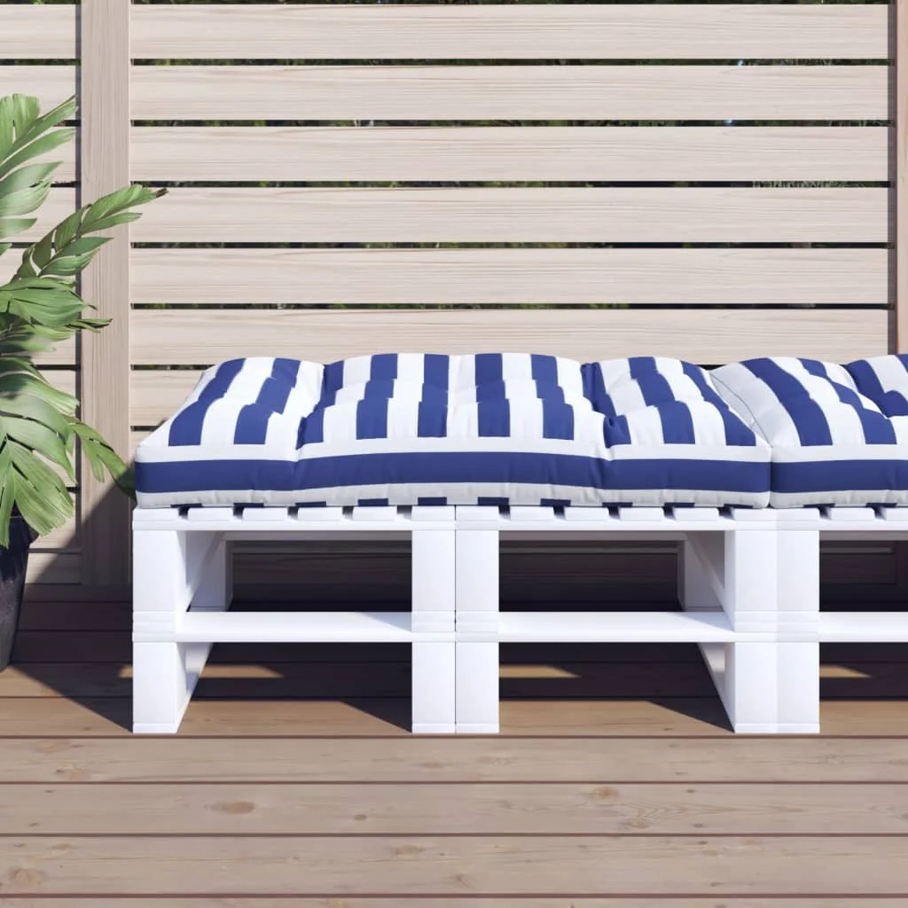vidaXL Палетна възглавница синьо-бяло райе 120x80x12 см плат