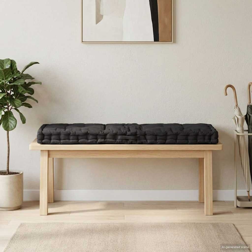 vidaXL Палетна възглавница за под памук 120x40x7 см черна