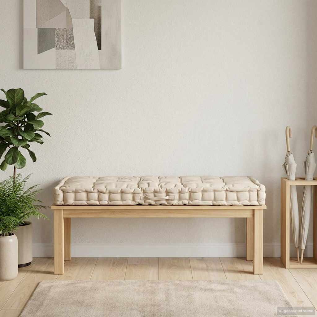 vidaXL Палетна възглавница за под памук 120x80x10 см бежова