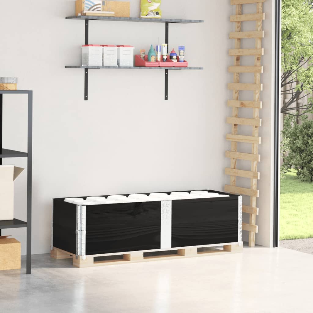vidaXL Палетни страници черно 2 бр 150x50см борова дървесина масив