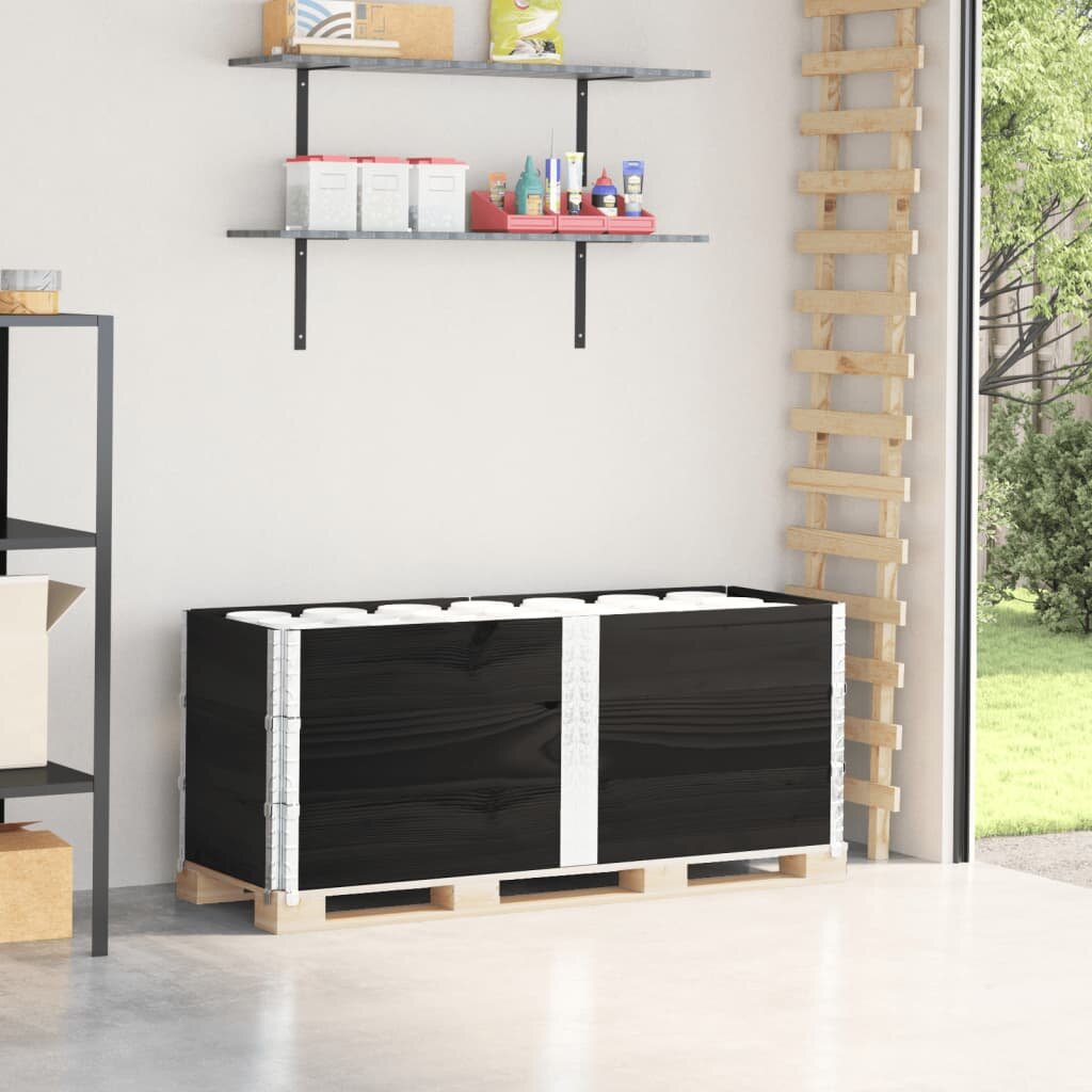 vidaXL Палетни страници черно 3 бр 150x50см борова дървесина масив