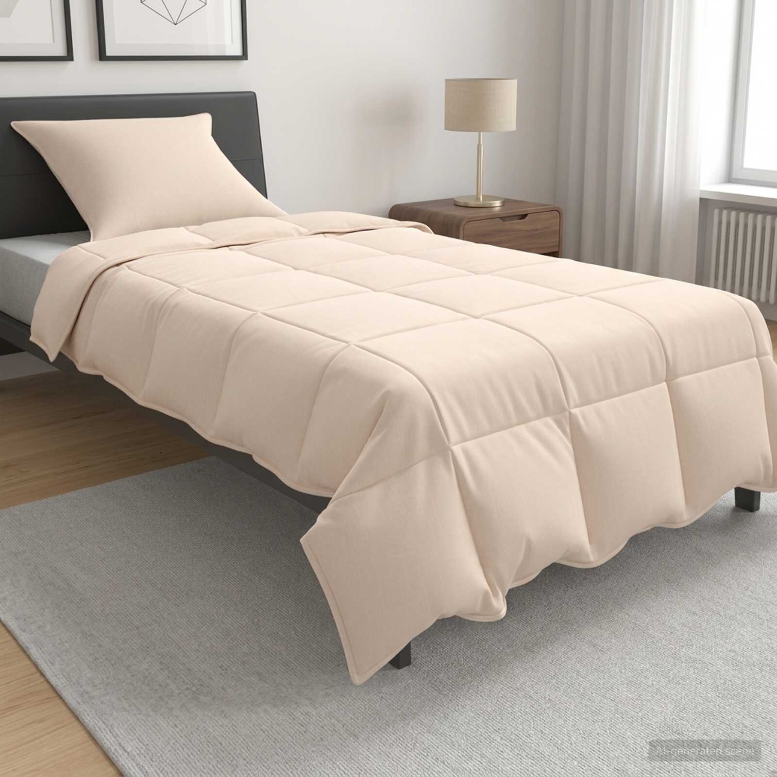 vidaXL Пълно годишно юрганче 135 x 200 cm Всички сезони 250 gsm Бежово