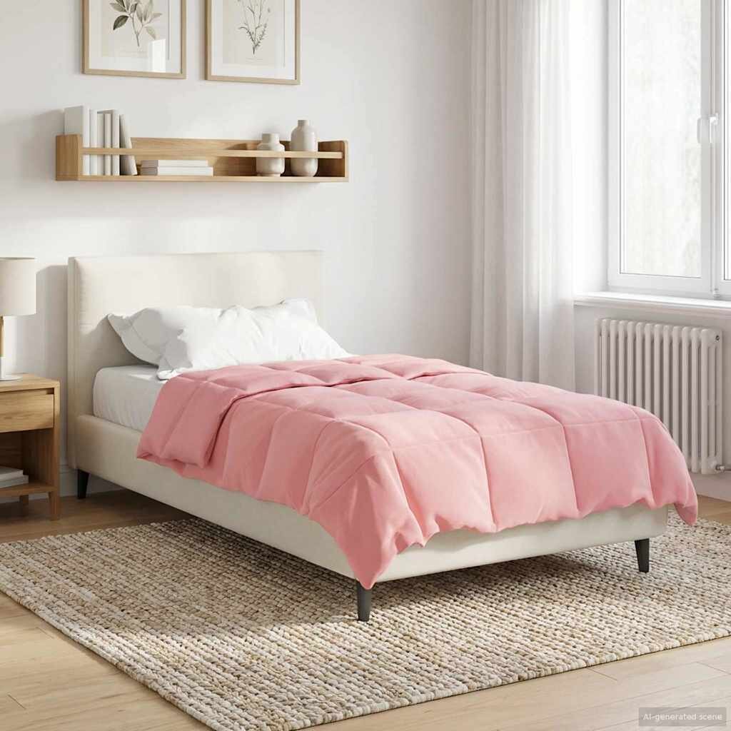 vidaXL Пълно годишно юрганче 140 x 220 cm 4 сезона Розово Дишащo