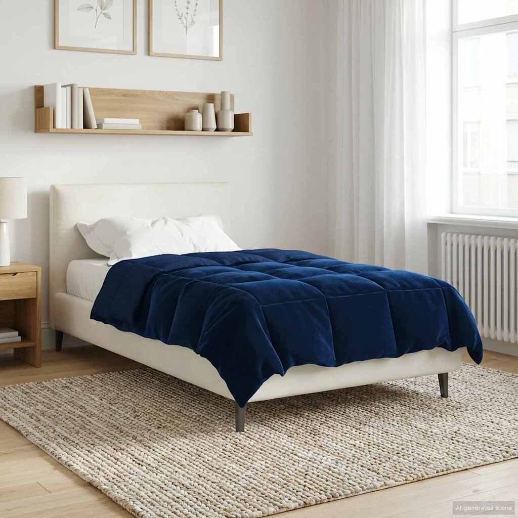 vidaXL Пълно годишно юрганче 140 x 220 cm 4 сезона Тъмен син Дишащo