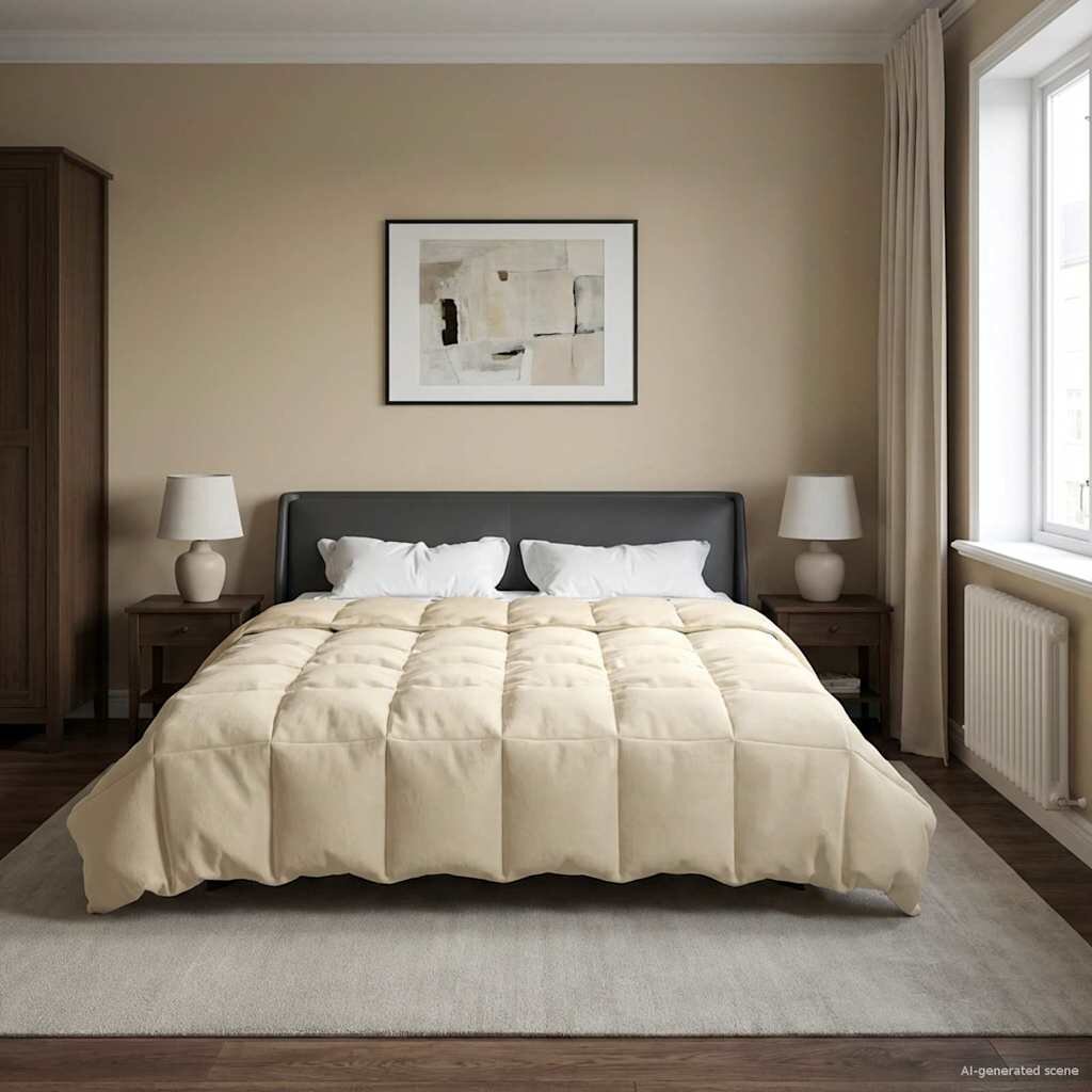 vidaXL Пълно годишно юрганче 200 x 220 cm 4 сезона Кремаво Дишащo