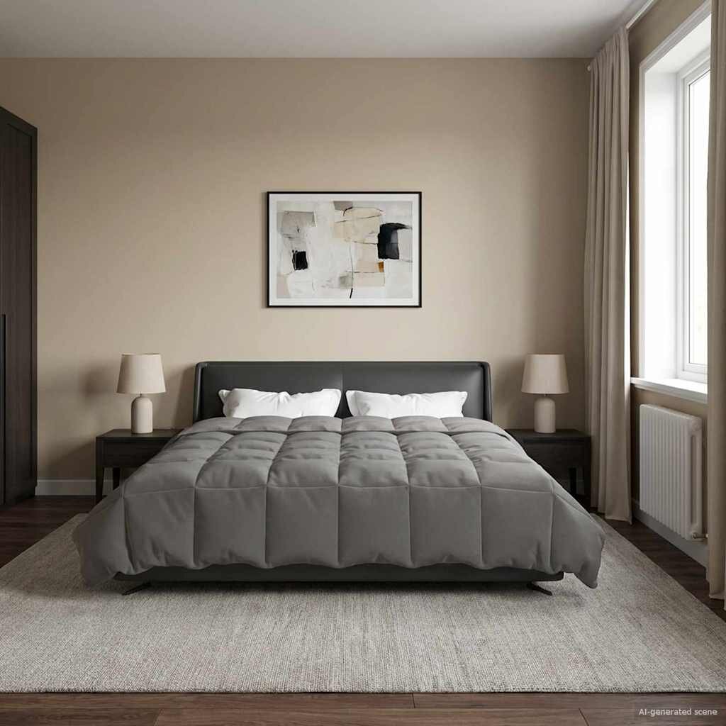 vidaXL Пълно годишно юрганче 200 x 220 cm 4 сезона Светлосиво Дишащo