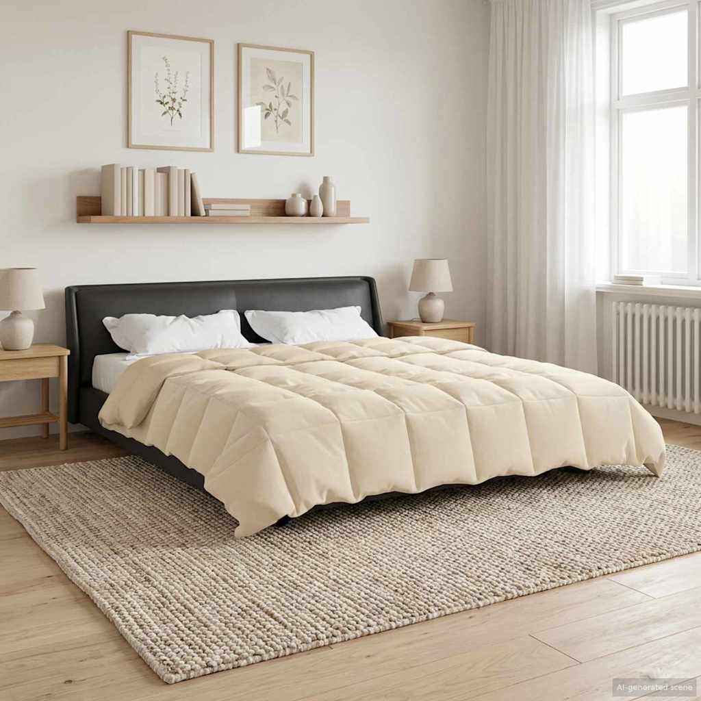 vidaXL Пълно годишно юрганче 200 x 240 cm 4 сезона Кремаво Дишащo