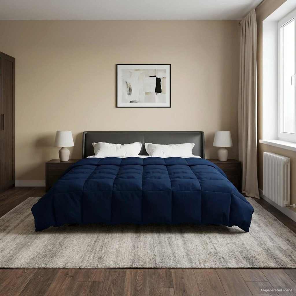 vidaXL Пълно годишно юрганче 200 x 240 cm 4 сезона Тъмен син Дишащo