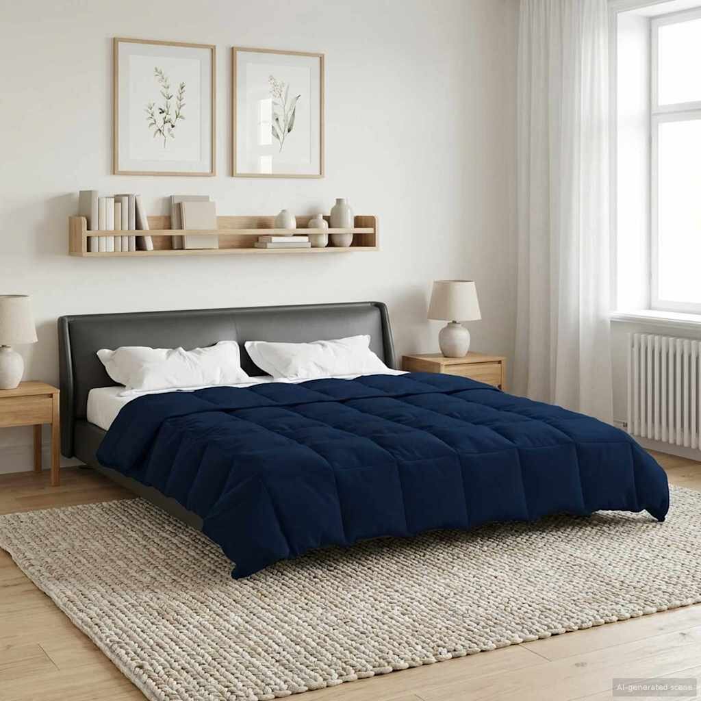 vidaXL Пълно годишно юрганче 220 x 240 cm 4 сезона Тъмен син Дишащo