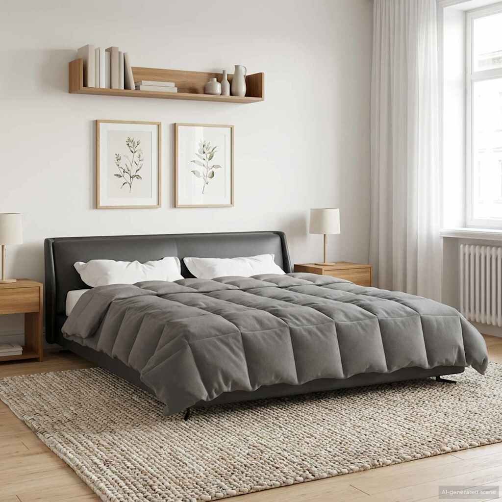 vidaXL Пълно годишно юрганче 220 x 260 cm 4 сезона Светлосиво Дишащo