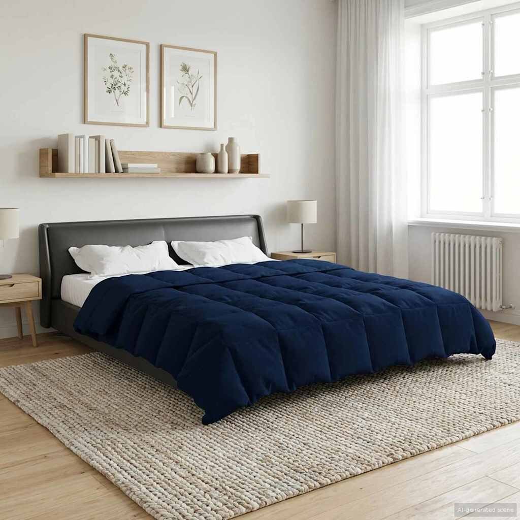 vidaXL Пълно годишно юрганче 220 x 260 cm 4 сезона Тъмен син Дишащo