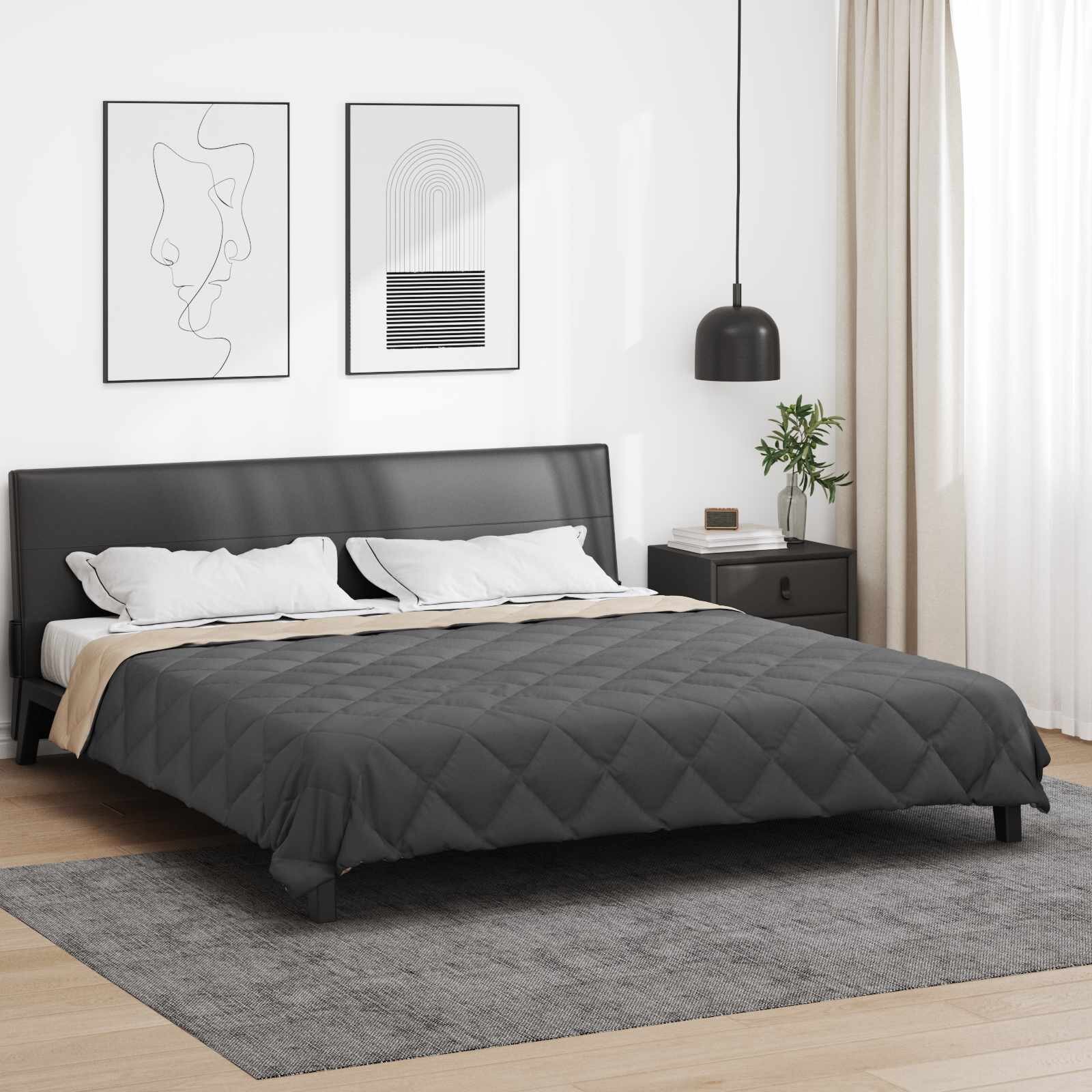 vidaXL Пълно годишно юрганче Антрацит и таупе 200 x 220 cm Микрофибър