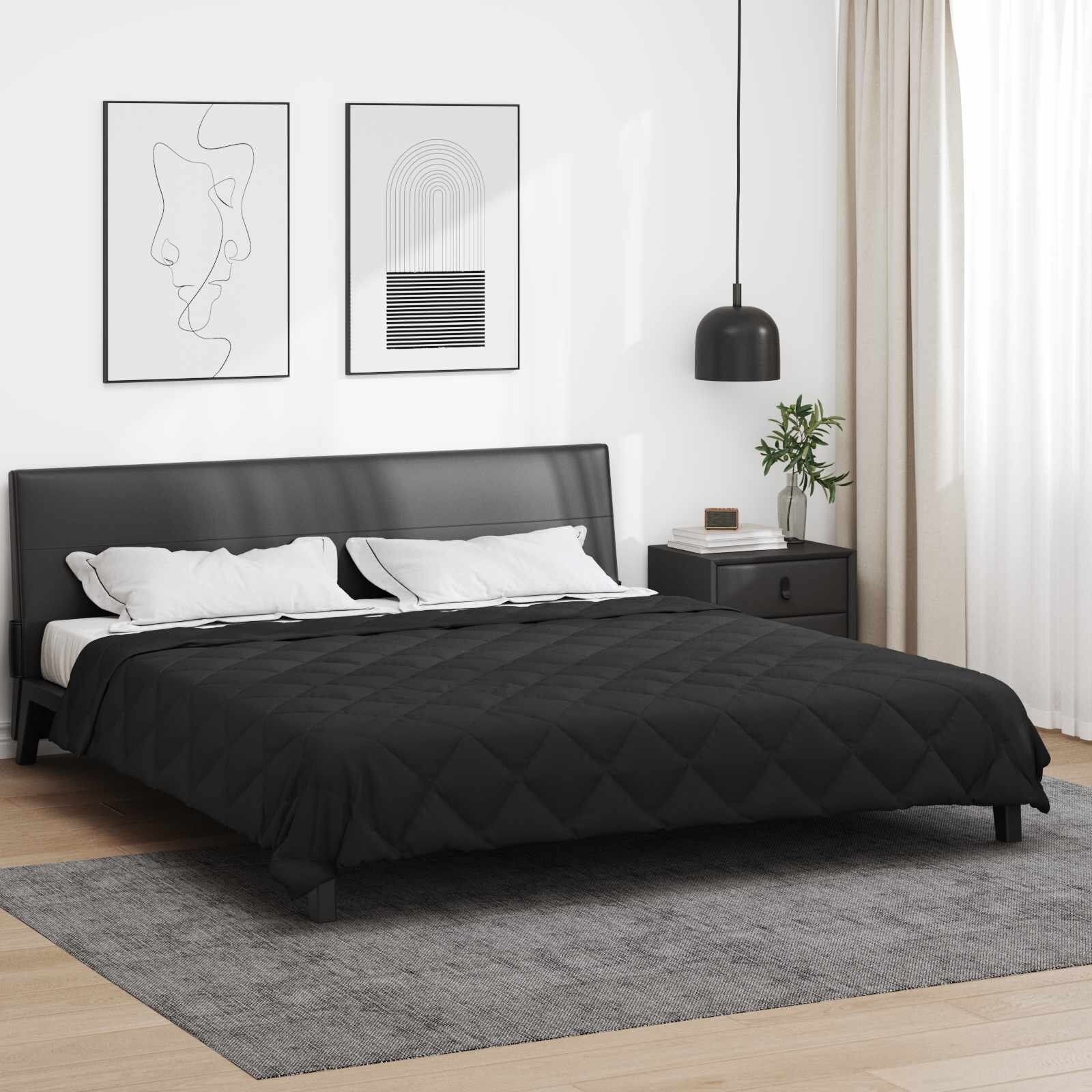 vidaXL Пълно годишно юрганче Черно 220 x 260 cm Микрофибър