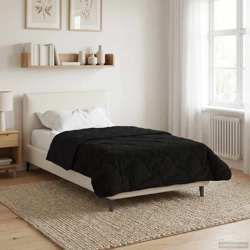 vidaXL Пълно годишно юрганче Патичено Черно 135 x 200 cm