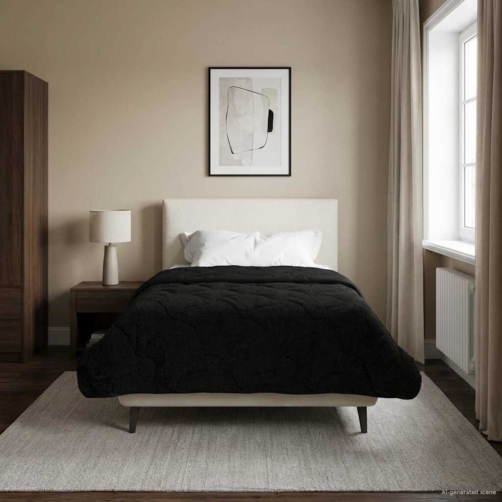 vidaXL Пълно годишно юрганче Патичено Черно 140 x 220 cm