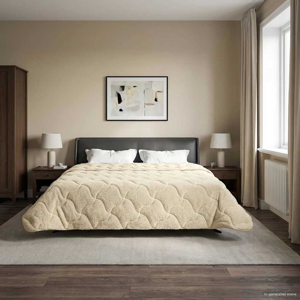 vidaXL Пълно годишно юрганче Патичено Крем 200 x 220 cm