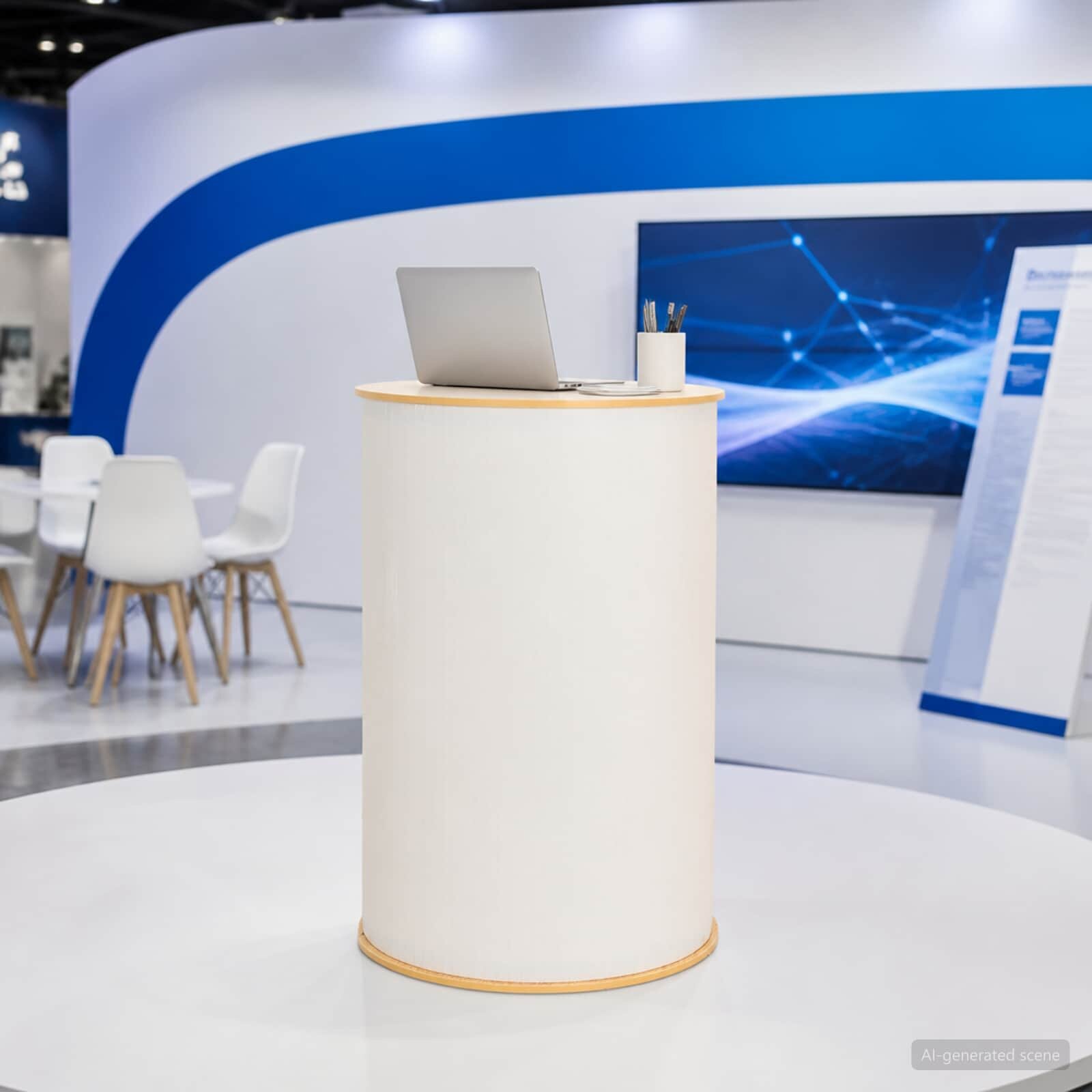 vidaXL Панаирен пулт Светло кафяво и бяло Ø 60 x 93 см