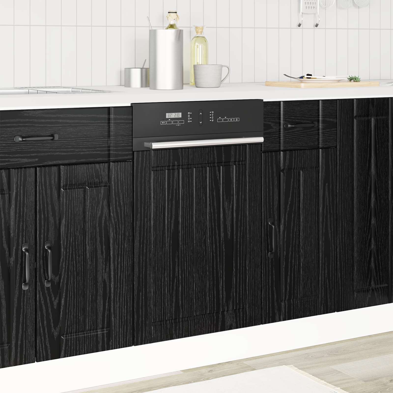 vidaXL Панел за миялна машина LUCCA Черен дъб 45 x 15 x 57 см