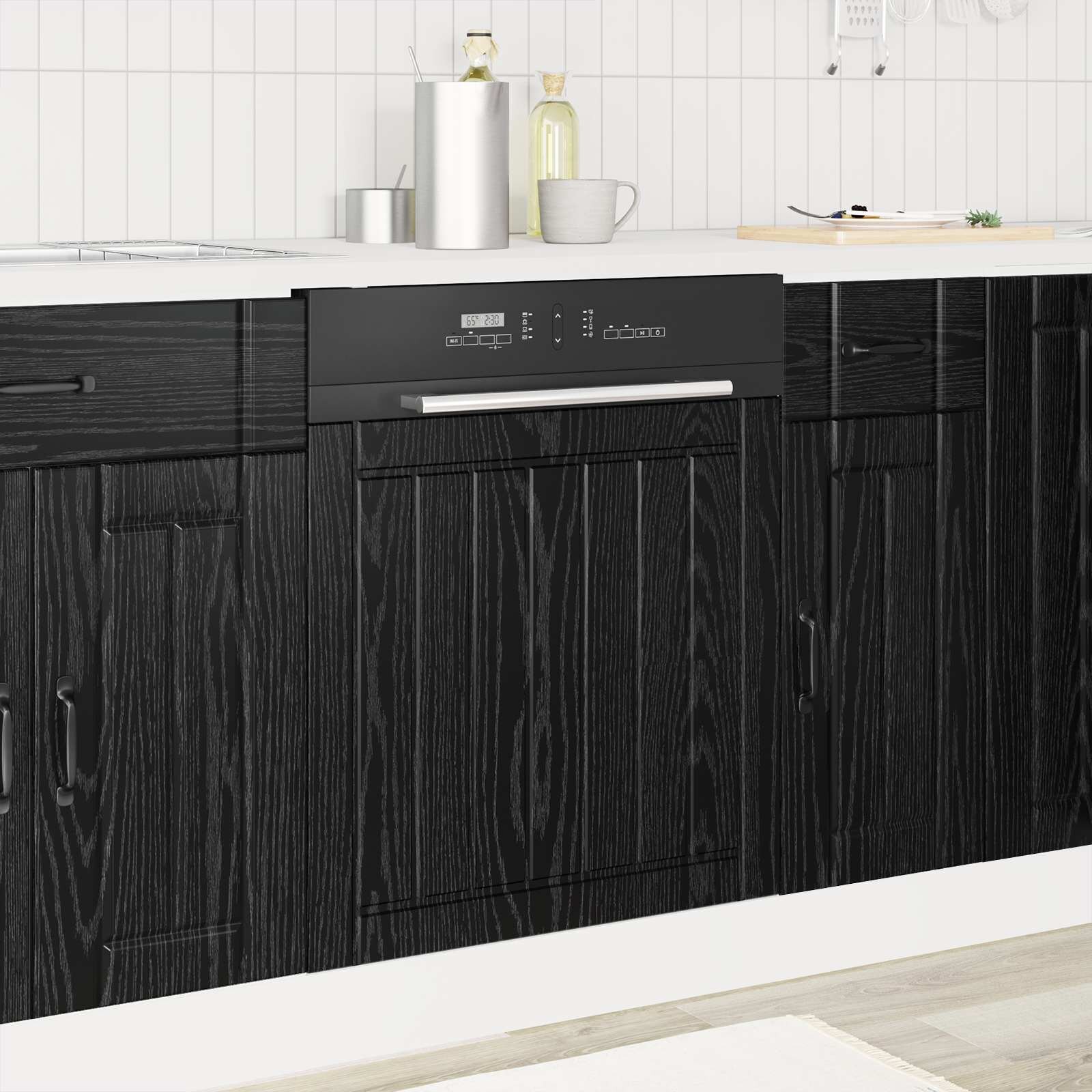 vidaXL Панел за миялна машина LUCCA Черен дъб 60 x 15 x 57 см