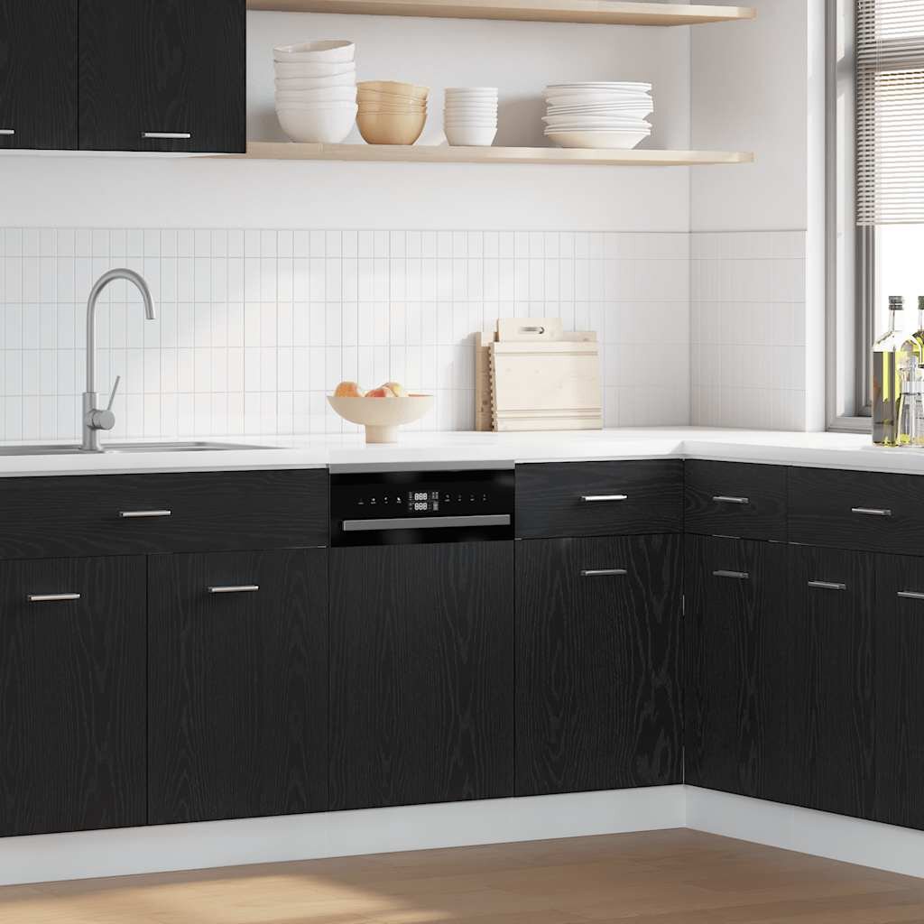 vidaXL Панел за съдомиялна машина Lyon черен дъб 45x15x67 см инженерно дърво