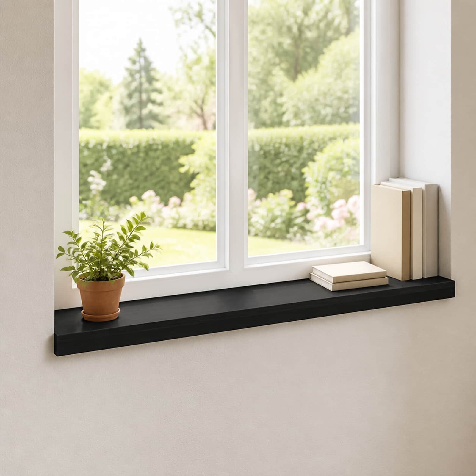 vidaXL Парапети за прозорци 2 бр. Черно 100 x 15 x 2 cm Солидно бук