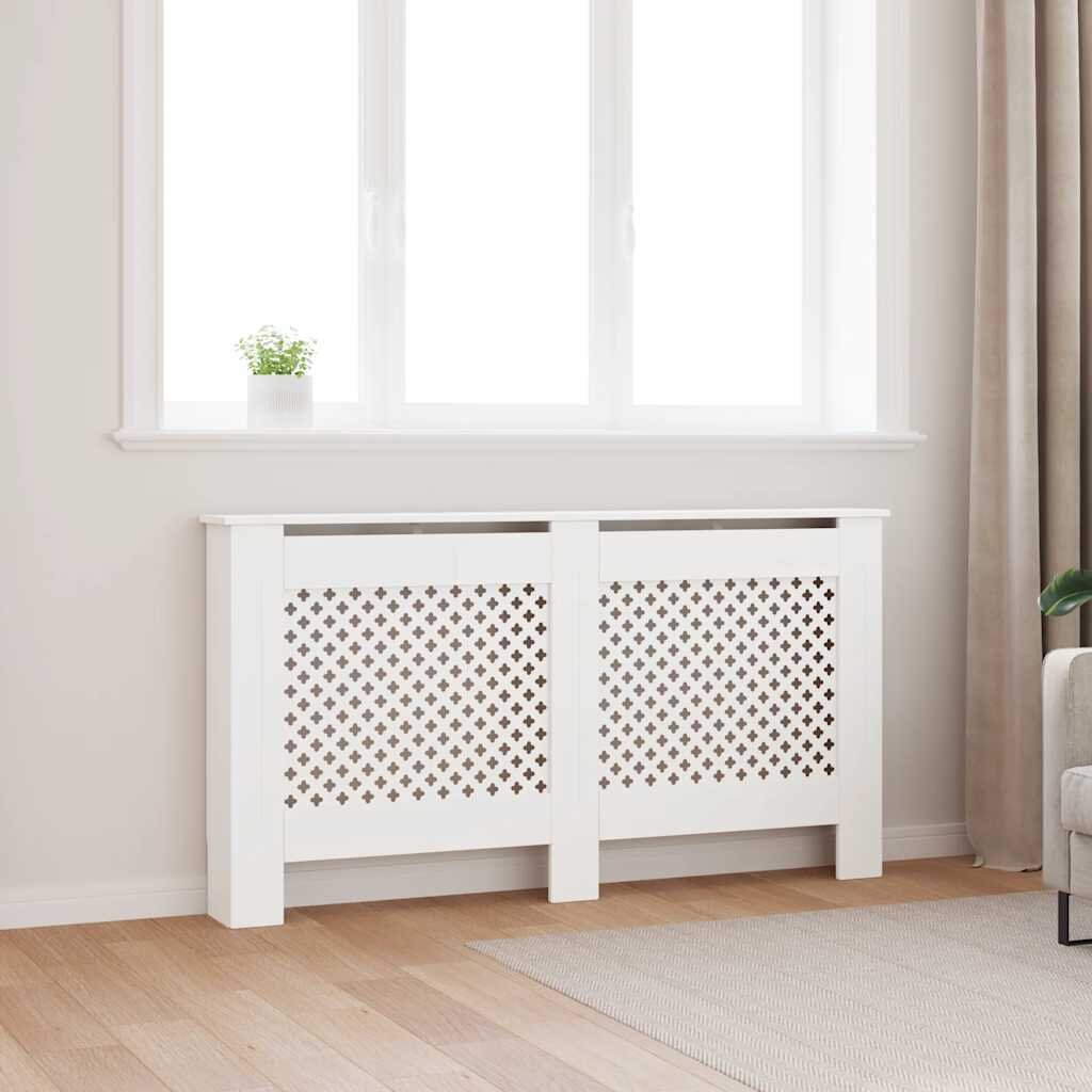 vidaXL Параван за радиатор бял 152x19x815 см МДФ