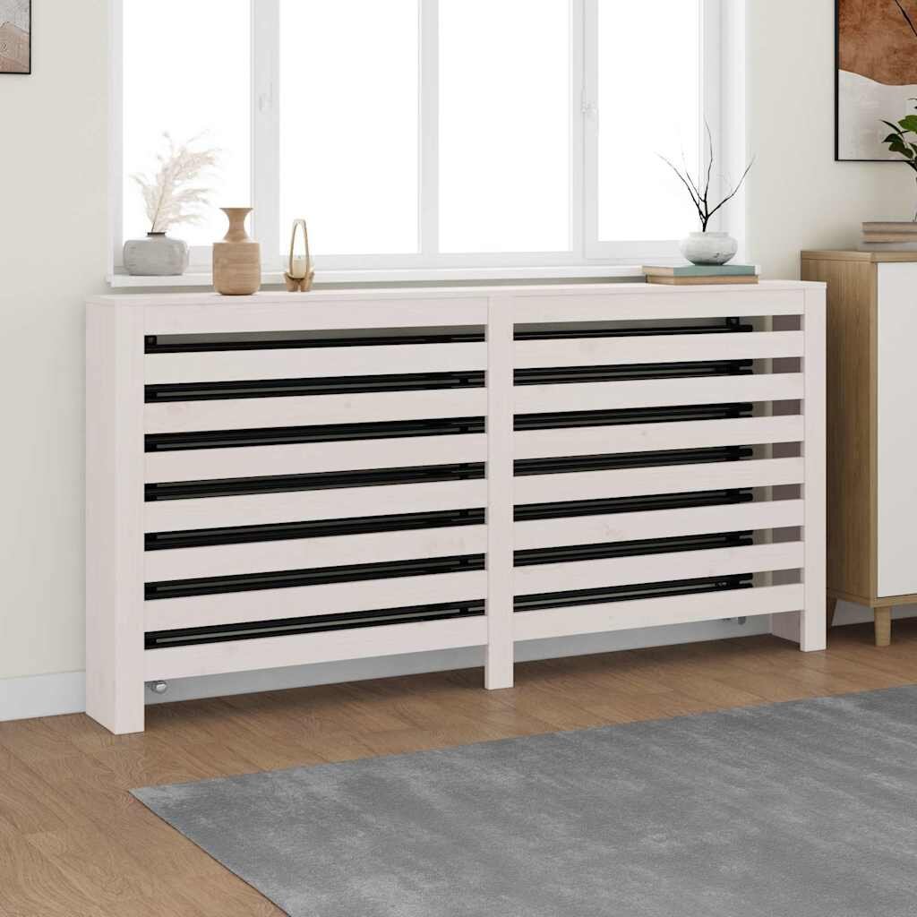 vidaXL Параван за радиатор бял 169x19x84 см борово дърво масив