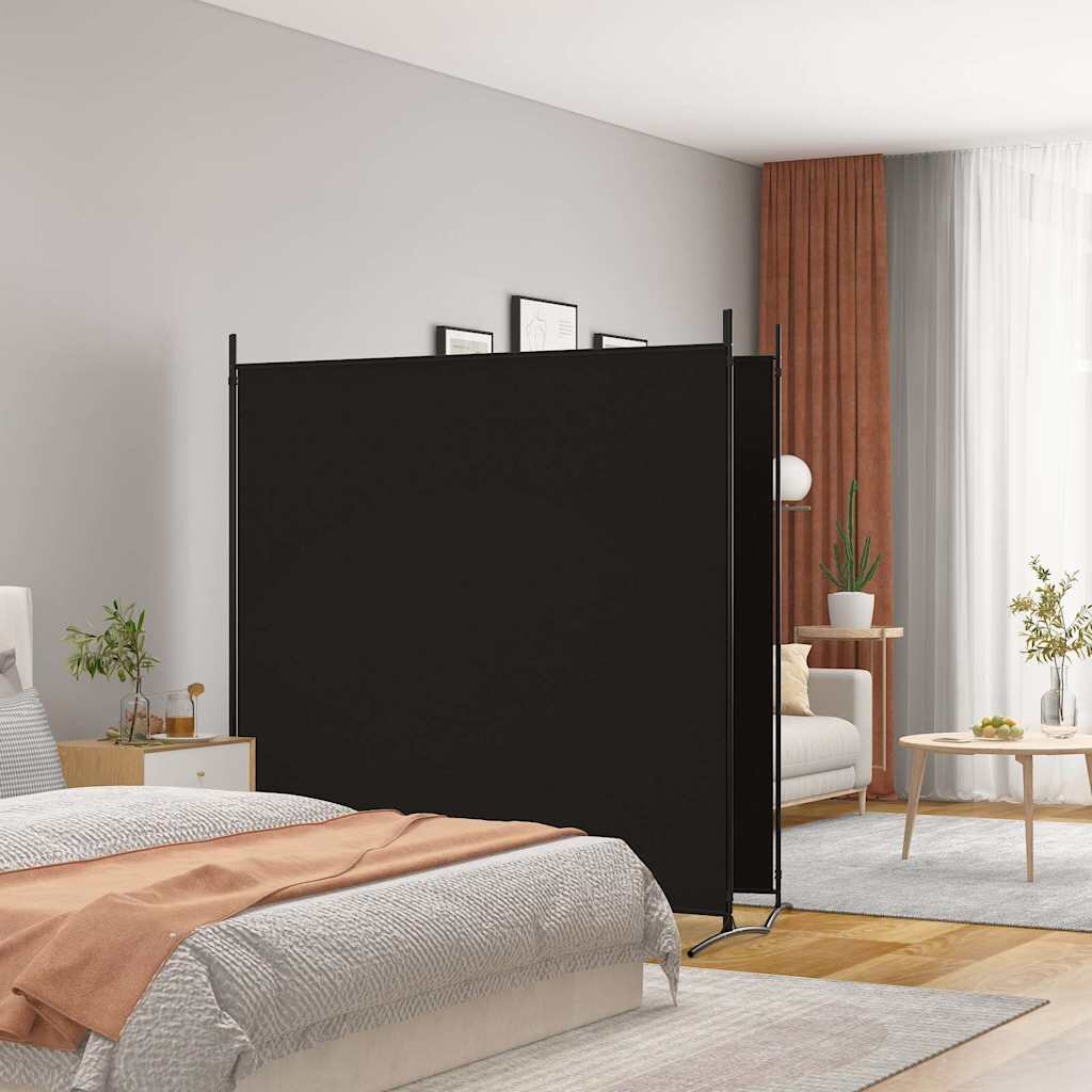 vidaXL Параван за стая 2 панела черен 348x180 cм плат