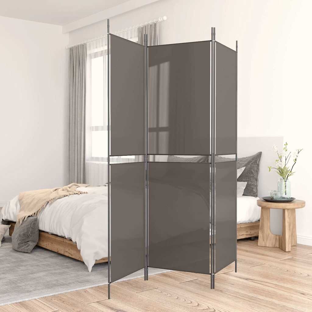 vidaXL Параван за стая 3 панела антрацит 150x220 cм плат