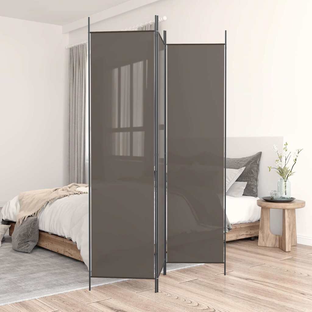 vidaXL Параван за стая 3 панела антрацит 150x220 cм текстил